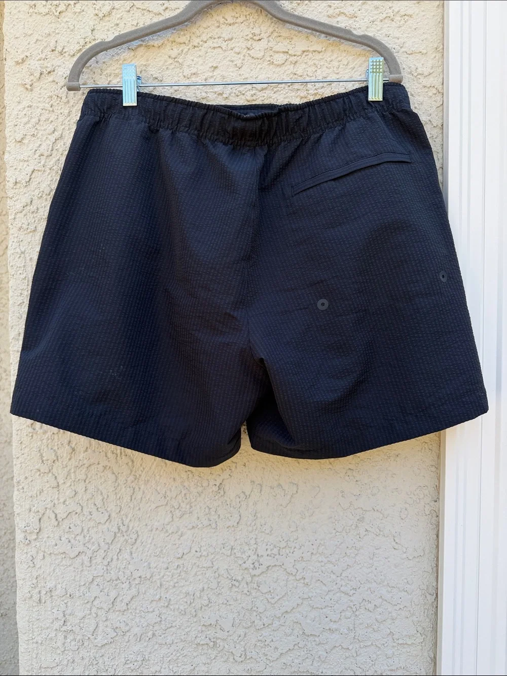 Theory Men's Black Jace OSP Splash Seersucker Swim Trunk Active Short Size M